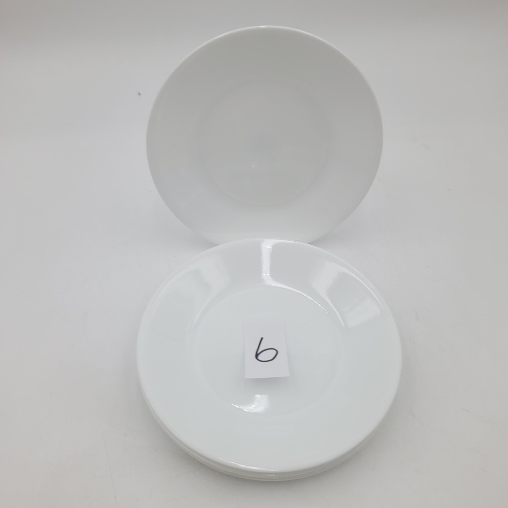 6pc Corelle Winter Frost White 6.75 Inch Bread Dessert Plates Set Made in USA